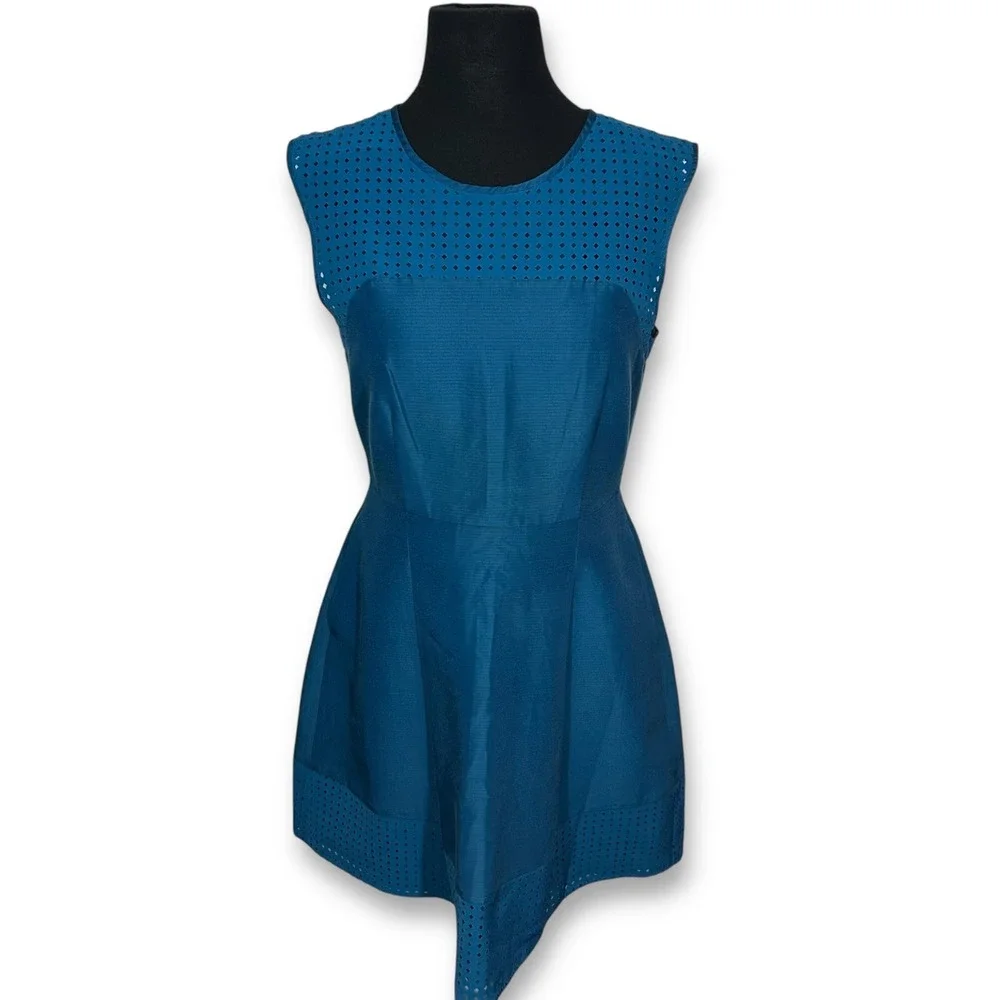 EUC J. Crew Fit‎ & Flare Mini Dress Sleeveless Teal Blue Party Cocktail Womens 6